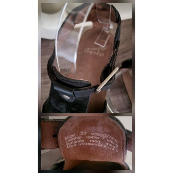 Dansko Dominique T Strap Black Leather Strappy Heeled Ankle Sandals EU 37 - Picture 9 of 9